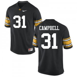 #31 Jack Campbell Iowa Men Football Jerseys Black