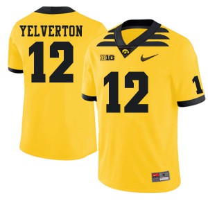 #12 Elijah Yelverton Hawkeyes Men Stitched Jerseys Gold