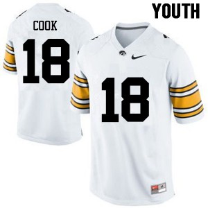 #18 Drew Cook Hawkeyes Youth High School Jersey White