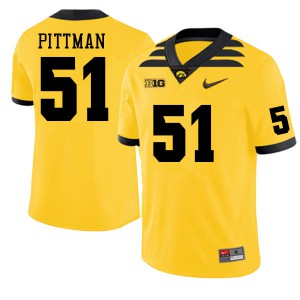 #51 Jeremiah Pittman Iowa Men Stitched Jerseys Gold