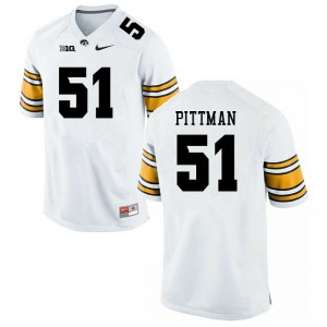 #51 Jeremiah Pittman Hawkeyes Men Stitched Jerseys White