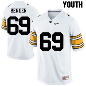 #69 Keegan Render University of Iowa Youth College Jerseys White