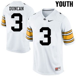 #3 Keith Duncan Hawkeyes Youth Football Jerseys White