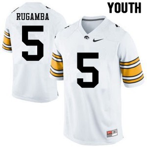 #5 Manny Rugamba University of Iowa Youth Football Jerseys White