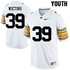 #39 Nate Wieting Hawkeyes Youth Embroidery Jerseys White