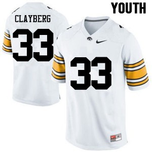 #33 Noah Clayberg Iowa Youth Stitched Jersey White