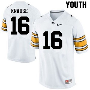 #16 Paul Krause Iowa Hawkeyes Youth College Jerseys White