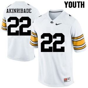 #22 Toks Akinribade Iowa Youth Football Jersey White