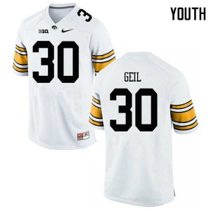 #30 Henry Geil Iowa Youth Stitch Jerseys White