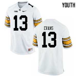 #13 Joe Evans Hawkeyes Youth Football Jerseys White