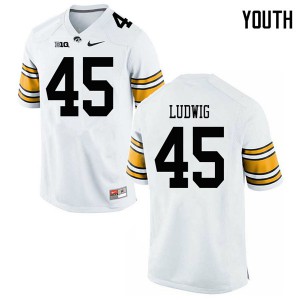 #45 Joe Ludwig Hawkeyes Youth Official Jersey White