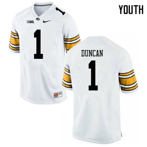 #1 Keith Duncan University of Iowa Youth Player Jersey White