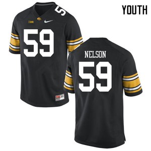 #59 Nathan Nelson Hawkeyes Youth Official Jersey Black