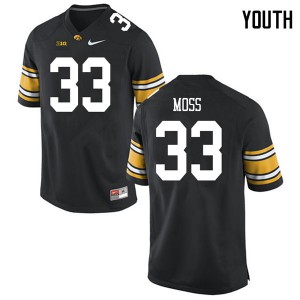 #33 Riley Moss Hawkeyes Youth Embroidery Jerseys Black