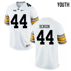 #44 Seth Benson Hawkeyes Youth University Jerseys White
