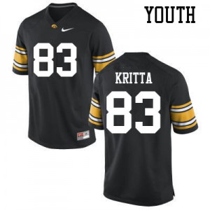 #83 Alec Kritta University of Iowa Youth Official Jerseys Black
