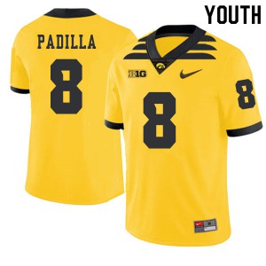 #8 Alex Padilla Iowa Youth 2019 Alternate Embroidery Jersey Gold