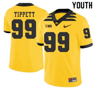 #99 Andre Tippett Hawkeyes Youth 2019 Alternate Football Jersey Gold