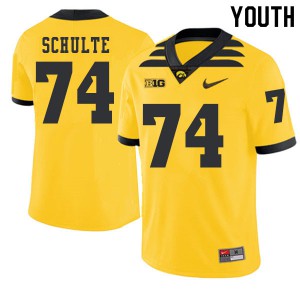 #74 Austin Schulte Hawkeyes Youth 2019 Alternate High School Jerseys Gold