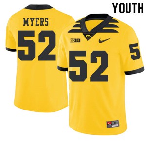 #52 Boone Myers Hawkeyes Youth 2019 Alternate College Jersey Gold