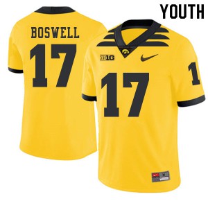 #17 Cedric Boswell Hawkeyes Youth 2019 Alternate Stitched Jerseys Gold