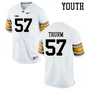 #57 Clayton Thurm University of Iowa Youth University Jerseys White