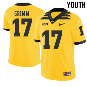 #17 Eric Grimm Iowa Hawkeyes Youth 2019 Alternate Embroidery Jerseys Gold