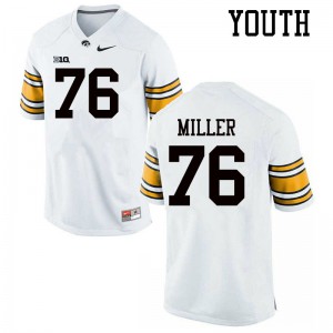 #76 Ezra Miller Hawkeyes Youth Football Jersey White
