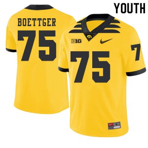 #75 Ike Boettger Hawkeyes Youth 2019 Alternate Stitch Jersey Gold