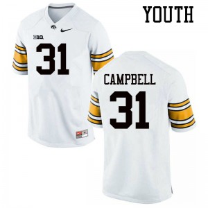 #31 Jack Campbell Iowa Youth Official Jerseys White