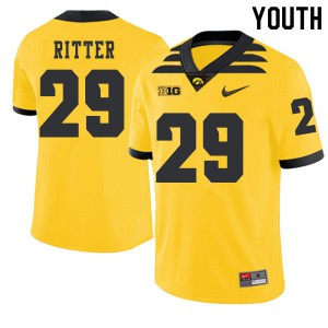 #29 Jackson Ritter Hawkeyes Youth 2019 Alternate College Jersey Gold