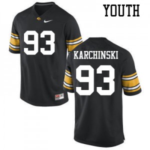 #93 Jake Karchinski University of Iowa Youth Official Jersey Black