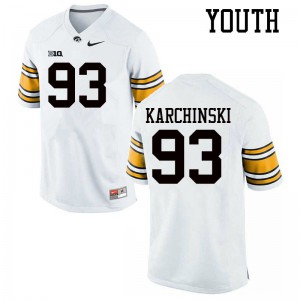 #93 Jake Karchinski Iowa Hawkeyes Youth University Jerseys White