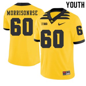 #60 Jake Morrisonrse Iowa Hawkeyes Youth 2019 Alternate University Jersey Gold