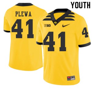 #41 Johnny Plewa Iowa Hawkeyes Youth 2019 Alternate Football Jerseys Gold