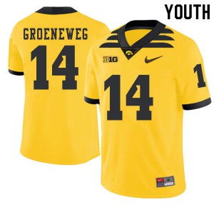 #14 Kyle Groeneweg University of Iowa Youth 2019 Alternate Football Jersey Gold