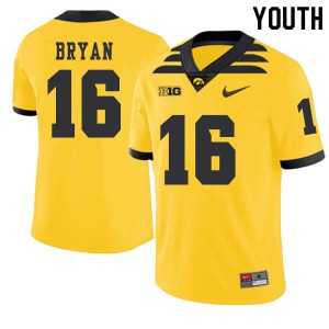 #16 Kyshaun Bryan Hawkeyes Youth 2019 Alternate Stitched Jerseys Gold