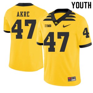 #47 Lane Akre Iowa Hawkeyes Youth 2019 Alternate Stitched Jersey Gold