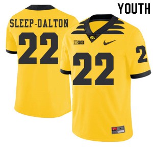 #22 Michael Sleep-Dalton University of Iowa Youth 2019 Alternate Embroidery Jersey Gold