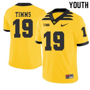 #19 Mike Timms Iowa Youth 2019 Alternate Stitch Jersey Gold