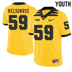 #59 Nathan Nelsonrse Iowa Hawkeyes Youth 2019 Alternate College Jerseys Gold