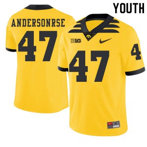 #47 Nick Andersonrse Iowa Hawkeyes Youth 2019 Alternate Stitched Jerseys Gold