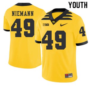 #49 Nick Niemann Hawkeyes Youth 2019 Alternate Official Jersey Gold