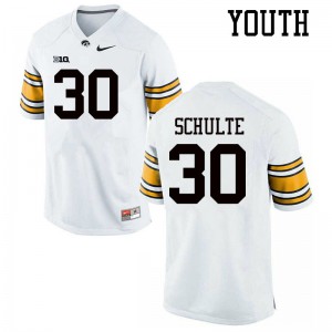 #30 Quinn Schulte University of Iowa Youth NCAA Jerseys White