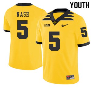 #5 Ronald Nash University of Iowa Youth 2019 Alternate Football Jerseys Gold