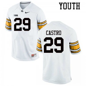 #29 Sebastian Castro University of Iowa Youth College Jerseys White