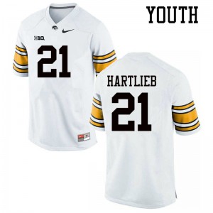 #21 Thomas Hartlieb Hawkeyes Youth Football Jerseys White