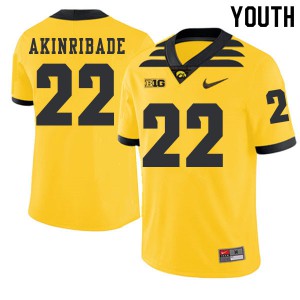 #22 Toks Akinribade Hawkeyes Youth 2019 Alternate Stitched Jerseys Gold