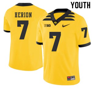 #7 Tom Herion Hawkeyes Youth 2019 Alternate Embroidery Jerseys Gold
