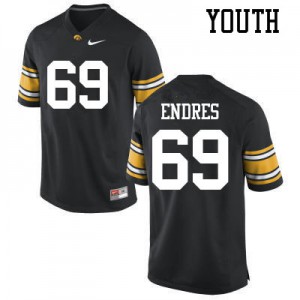 #69 Tyler Endres University of Iowa Youth Embroidery Jerseys Black